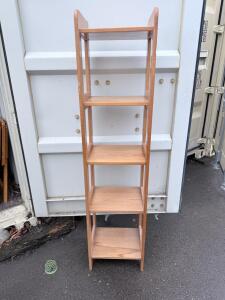 Tall 5-Tier Light Wood Bookcase, Open Side Frame, 60"x13"x13", Compact Storage Shelf Unit