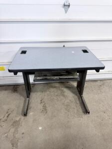 Student Desk 36"x24" Steel Frame, Book Box, Cable Grommets, Gray Top, Black Base, School Table