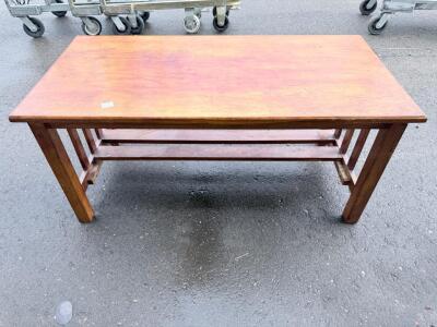 Mission Style Solid Wood Coffee Table with Lower Shelf, Rectangular, Medium Stain, 48"x22"x18"