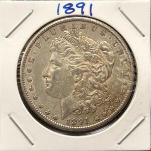 1891-S Morgan Silver Dollar, San Francisco Mint, .900 Silver, 38.1mm, 26.73g