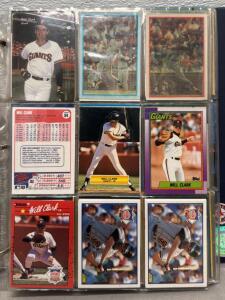 Will Clark San Francisco Giants Baseball Card Lot - Topps, Fleer, Donruss, Kmart 1986-1990 Binder Page