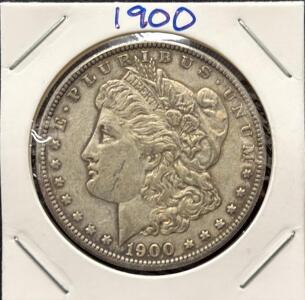 1900 Morgan Silver Dollar, 90% Silver, Philadelphia, Classic US Coin in 2x2 Flip