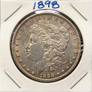 1898 Morgan Silver Dollar, Philadelphia, 90% Silver, 38.1mm, Uncertified, Coin Flip