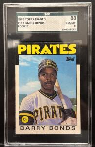 1986 Topps Traded #11T Barry Bonds SGC 8 NM/MT Rookie Card - Pittsburgh Pirates - Cert #2009789-002