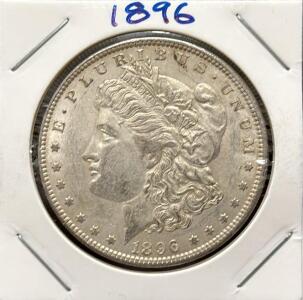 1896 Morgan Silver Dollar, Philadelphia Mint, 90% Silver, Liberty & Eagle Designs