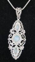 (1) Filigree Frame Larimer Three Gemstone 925 Necklace - 3