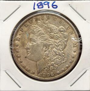 1896 Morgan Silver Dollar, Philadelphia Mint, 90% Silver, Circulated, Classic U.S. Coin