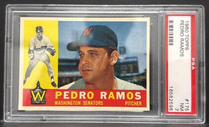 1960 Topps Pedro Ramos #175 Washington Senators PSA NM 7 Baseball Card, Serial 16582598