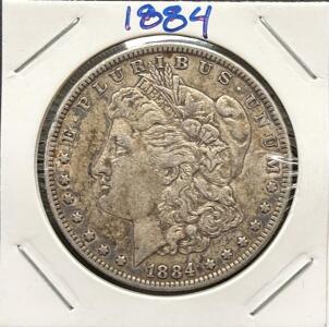 1884-O Morgan Silver Dollar, U.S. $1 Coin, New Orleans Mint, 90% Silver, Circulated