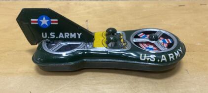 Vintage Tin U.S. Army Hovercraft Toy, 1950s&ndash;60s, Friction Powered, Litho Graphics, 6" Japan