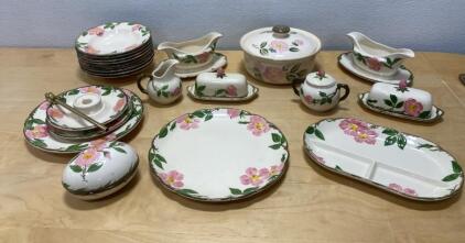 Franciscan Desert Rose 31 Piece Dinnerware Set, Hand-Painted USA Earthenware, Plates & Serving Pieces