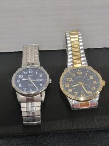 (1) Timex Men's Easy Reader Day-Date Expansion Band Watch & (1) George Men's Watch with a 2-Tone Silver and Gold Case
