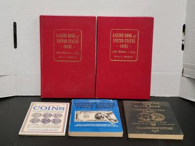 Lot of 5 Vintage U.S. Coin & Paper Money Price Guides: Red Book 1965 & 1973, Black Book 1976