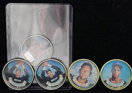 (5) Vintage Baseball 1987 Topps Coins Collectibles Includes Steve Garvey, Nolan Ryan, George Brett, and Dwight Gooden