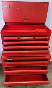 STACK-ON 6 Draw TOP Chest (NO KEYS) STACK-ON 3 Draw ROLLER CART with Large Storage (BOTTOM DOOR DAMAGED NOT ATTACHED)