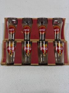 Coca-Cola 22oz and 20oz Retro Logo Glass Sets, Made in USA, Original Boxes, 4 Glasses per Set