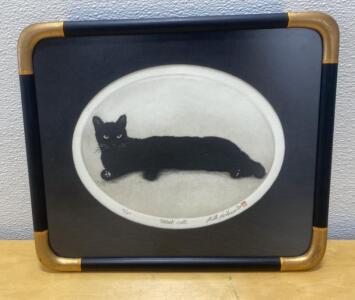 Hiroto Norikane "Black Cat" Limited Edition Etching 17/200, Hand-Signed, Framed, 1990s