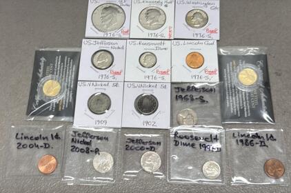 US Collectible Coin Lot: 1976-S Proof Set, V Nickels, Lincoln, Jefferson, Roosevelt, Washington