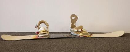 Rossignol Snowboard w/ Bindings, All-Mountain, ~150-160cm, 4x4, Duck Stance, Cream/Orange