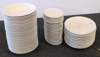 Large Commercial White Porcelain Plate Set &ndash; Dinner, Soup, Salad (61 Pieces, Assorted Sizes)