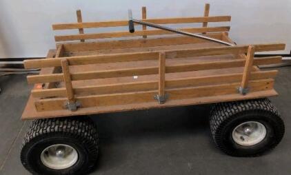 WagonWorld Heavy Duty Wooden Utility Garden Wagon, 1000 lb Capacity, 48"x24", Pneumatic Tires
