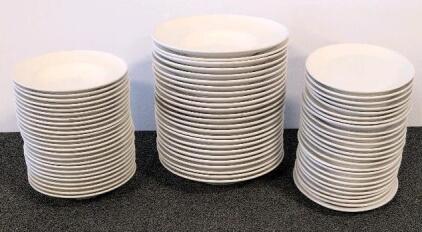75-Piece Commercial White Porcelain Plate Set &ndash; Dinner, Soup, Salad &ndash; 7.5in, 9in, 11in