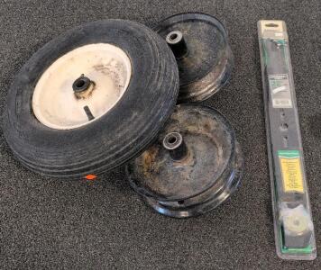 Arnold 22" Universal Mower Blade (New), 10" Used Wheels & Rims (Lot for Lawn Mower/Cart Repair)
