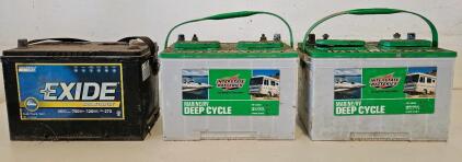 Interstate SRM-27 Deep Cycle Marine/RV Batteries (750 MCA, 160 RC) & Exide NASCAR 27X (750 CCA)