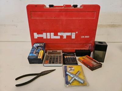 Hilti DX 350 Powder-Actuated Fastening Tool with Case, Cartridges, Anchors, Extra Tools