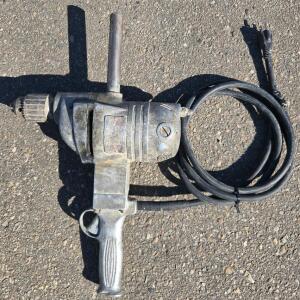 Heavy-Duty 1/2" Corded Electric Drill, Vintage All-Metal, Pistol Grip, Side Handle, 120V