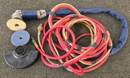 Gison Pneumatic Angle Grinder/Polisher, 3&ndash;4 Inch Disc, Hoses, Pads & Guard, Air Tool