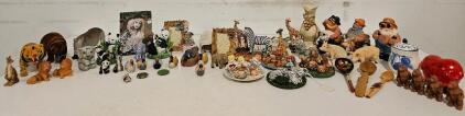 Very Large Trinket Lot Including : Resin Zebra and Tiger Family Tealight Candle Holder Sets, Hand-Painted, 4 Candle Cups Each