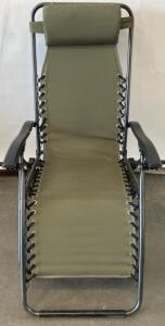 Folding Zero Gravity Recliner Lounge Chair, Olive Green, Steel Frame, Adjustable Headrest