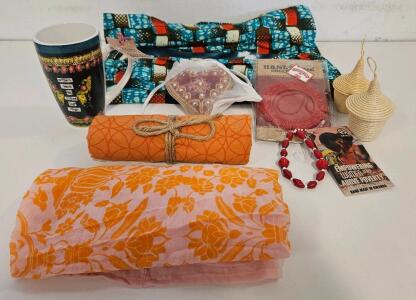 Assorted Artisan Handcrafted Gift Set &ndash; Rwandan Beaded Necklace, African Textile, Mug, Baskets