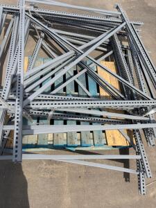 Gray Powder-Coated Pallet Rack Upright Frames, 120"x42", Teardrop Style, Lot of 7
