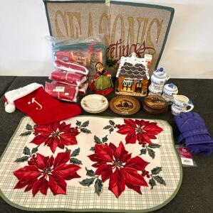 Christmas rugs with Oreo cookie container, Vintage Blue & White Floral Ceramic Kitchen Canister Set &ndash; Instant Coffee, Sugar, Creamer, and more