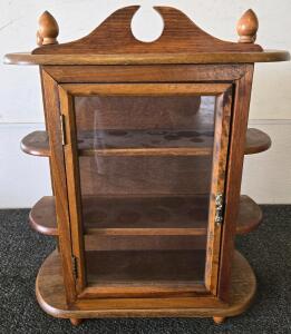 Wall-Mounted Wooden Display Curio Cabinet with Glass Door & Shelves