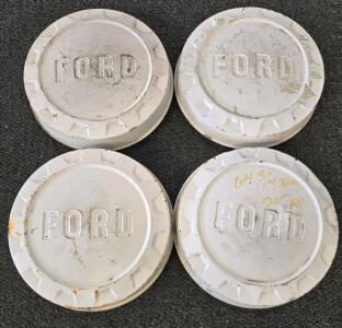Ford 1964-1972 Truck 8-Lug 10.25" Steel Dog Dish Hubcaps White Set of 4 OEM