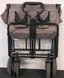 Folding Utility Wagon, Gray, 150 lb Capacity, Steel Frame, Telescoping Handle