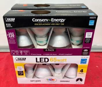 (4 Pk) Flood Lamps Feit Electric LED BR30 65W Replacement, 750 Lumens, Soft White, Dimmable, 4-Pack, ENERGY STAR