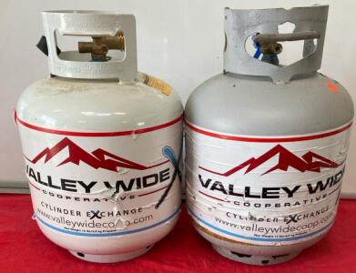 (2) Valley Wide 20 lb Steel Propane Cylinders DOT-4BA240 OPD Valve - Dec 2021/ Requalified V114997