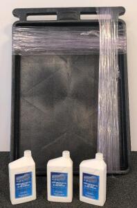 Duo Seal Vacuum Pump Oil 3x1 Quart Bottles + Heavy Duty Poly Spill Containment Tray Black