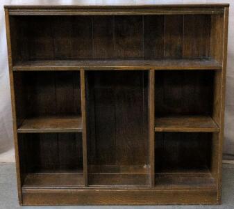 Dark Brown Wood Bookcase, 3 Compartments, 48"x12"x42", Fixed Shelves, Multi-Level Storage