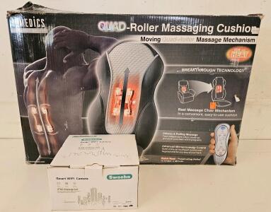 HoMedics Quad-Roller Massaging Cushion QRM-400H, Shiatsu & Rolling Massage, Heat, Remote (Untested)<br/>Sweeha Smart WiFi Camera (Untested).