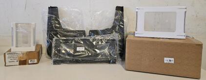 Mixed Lot: Polypropylene Hangers (50), OWCath Music Stand, Brochure Holders, Mud Flaps, Arturesthome Rustic Hanging Lamp.