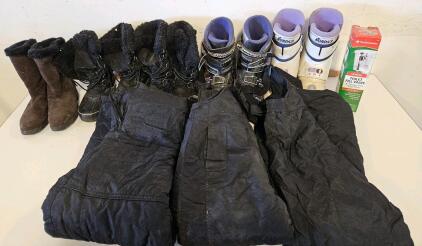 Women's Fur Lined Snow Boots Black Lace-Up & Brown Suede Kombi Pull-On, Sizes Unknown, Used