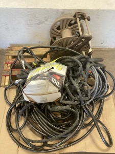 Pallet of Hoses and Hose Reel
