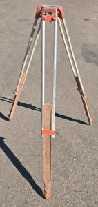 Heavy-Duty Wood & Aluminum Surveying Tripod, 63" Max Height, Pointed Feet, Flat Head