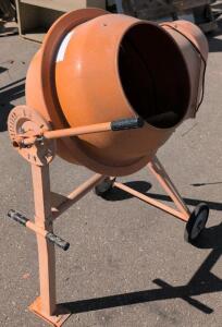 Portable Electric Concrete Mixer, 3.5 cu ft Drum, 1/3 HP, 120V, Steel, Manual Tilt, 2 Wheels