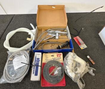 Moen 87420 Single-Handle Kitchen Faucet w/Side Spray Chrome, Closet Flange Kit, Hoses, Hardware